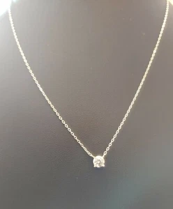 Solitary CZ with very delicate 16 " Chain & 3 " Extender with a mark on it S925 - Picture 1 of 3