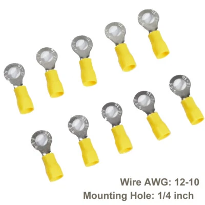 20pc 1/4' Copper Cable Connector 10 AWG WireTerminal Lugs Welding Battery Marine - Image 1 of 4