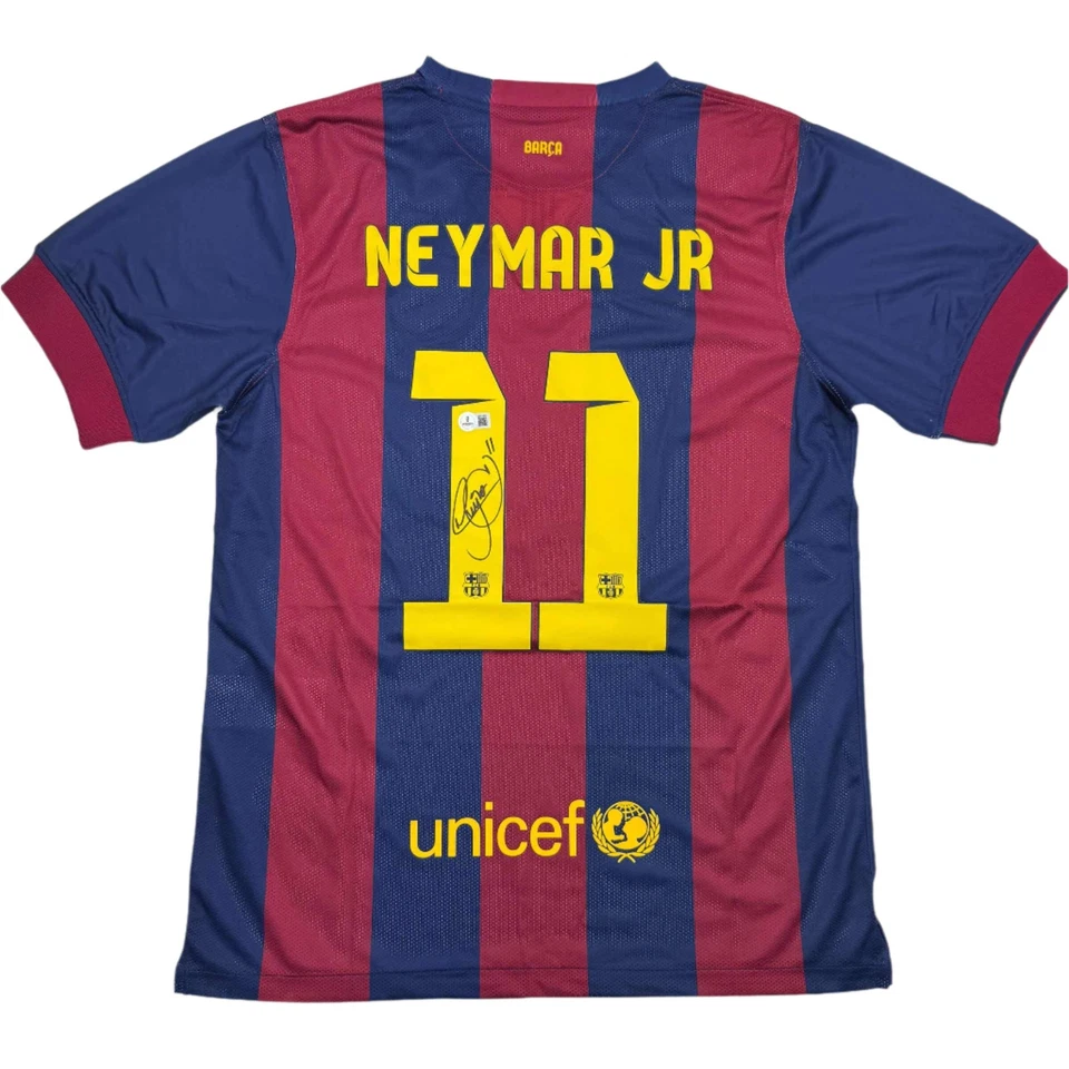 Autographed/Signed Neymar Jr FC Barcelona Blue Soccer Jersey Beckett BAS COA - Image 1 of 4