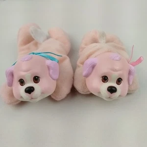 Vintage 1991 Hasbro Puppy Surprise Babies Beanie Animal Plush Plastic Face Lot 2 - Picture 1 of 8