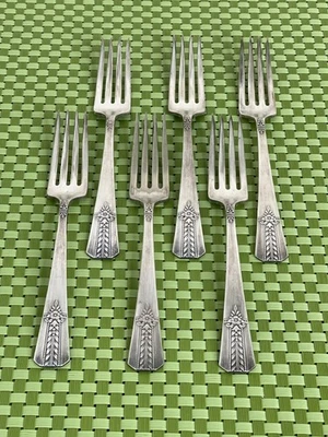 Oneida ROMFORD Silverplate 6 Dinner Forks Vernon Floral 1939 Flatware - 7 1/2" - Image 1 of 4