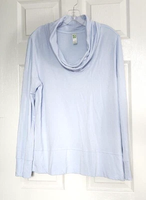 GREEN TEA Ladies (L) Ice Blue Cowl Loose Neck Long Sleeve Top Soft Rayon - Image 1 of 4
