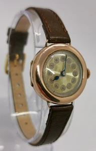Vtg 1929 Louis Arnould 9ct 9k Solid Rose Gold 25mm Art Deco Ladies Wrist Watch - Picture 1 of 16