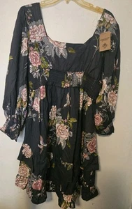 New Romantic Gypsy Maternity Blouse Long Soft Sleeves Ruffles Black Boho Medium  - Picture 1 of 11