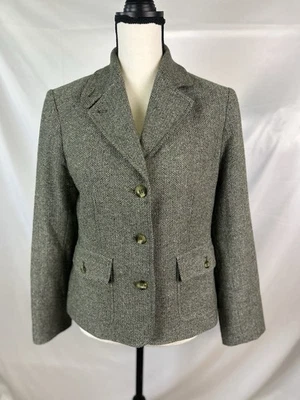 Blazer Traje Chaqueta De Colección LL Bean Mujer Espiga Pequeño Verde Claro Foto 1 de 4