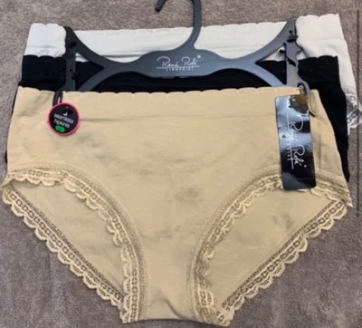 NWT Women Panties RENE ROFE 3 Pairs Seamless Hipkinis Tan Black Gray NWT Large - Image 1 of 4