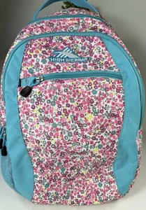 High Sierra Backpack Teal Blue Flowers Laptop Travel School Bag - Picture 1 of 24
