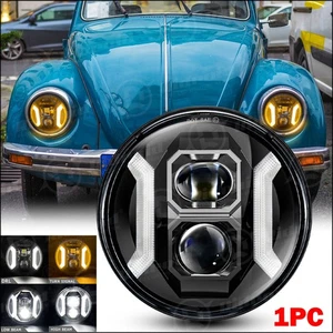 DOT 7" Inch Round LED Headlight Halo Angel Eyes DRL Fit For VW Beetle 1950-1979 - Picture 1 of 24