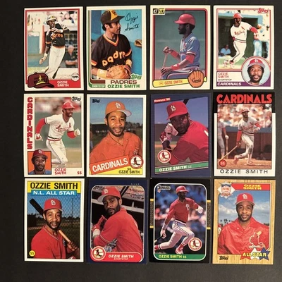 Lote de 12 cartões de beisebol Ozzie Smith (1981-1987) St Louis Cardinals HOF - Imagem 1 de 2
