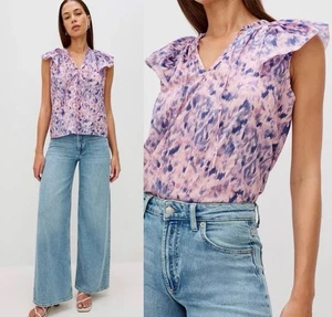Top blusa Rails Karysa rosa Ikat manica svolazzante cotone boho taglia media - Foto 1 di 6