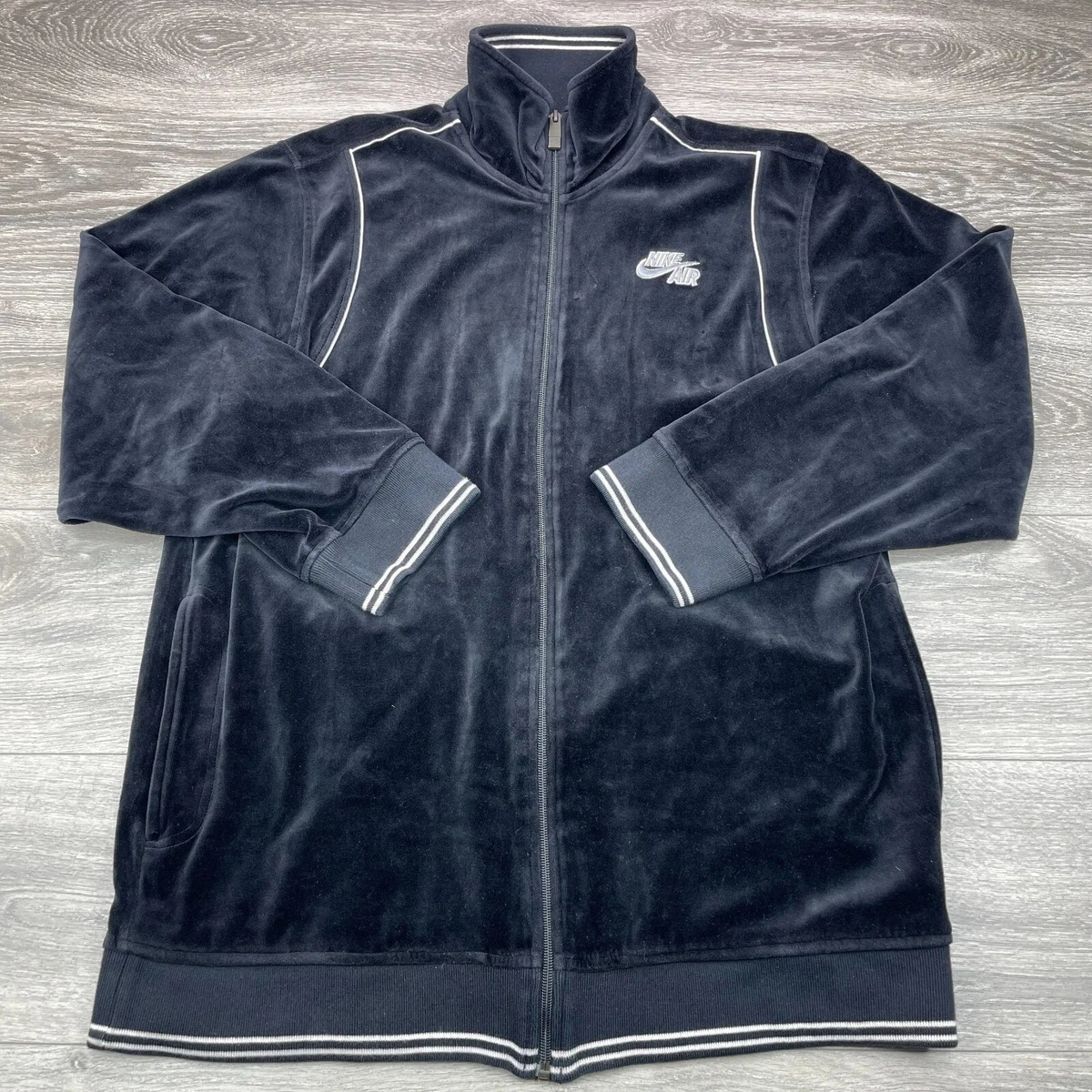 トップス 00s nike velor track jacket black logo $100 Mens Size M Nike SB Skateboarding Velour Retro Track Jacket