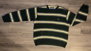 Vintage Tommy Hilfiger Knit Golf Crewneck Sweater Men 2X XXL Retro Stripe Green - Picture 1 of 16