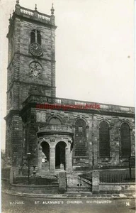 REAL PHOTOGRAPHIC POSTCARD OF ST. ALKMUND'S CHURCH, WHITCHURCH, SHROPSHIRE - Picture 1 of 2