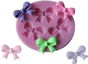 ribbon knot bow silicone mold for fondant chocolate poly clay cup cake pop top - Picture 1 of 3
