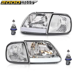 Fit for F-150 Expedition 97-04 LED DRL Headlights & Corner Lights Chrome/Clear - Picture 1 of 9