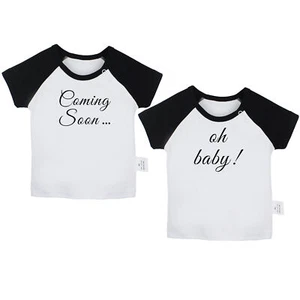 2PCS Coming Soon & Oh Baby Pregnancy Announcement Baby T-shirt Graphic Tee Tops - Bild 1 von 39