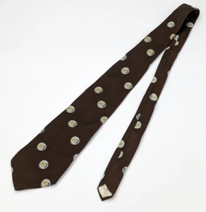 Patrón de entrenador vintage de poliéster marrón para hombre 52" de largo y 4,25" de ancho - Imagen 1 de 11