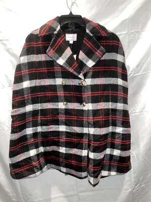 MSRP $120 Charter Club Black & Red Plaid Poncho Size Medium - Image 1 of 2
