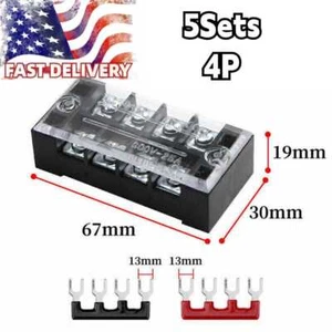 5 Sets Zweireihig 4 Positionen Schraubklemme Absperrleiste 600 V 25 A USA - Bild 1 von 5