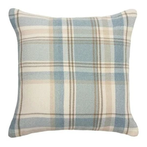 McAlister Textiles Heritage Tartan Duck Egg Blue 24x24 Pillow Cover (Cover Only) - Picture 1 of 4