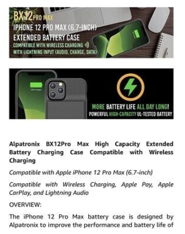 Alpatronix BX12Pro Max High Capacity Extended Battery Charging Case - Image 1 of 1