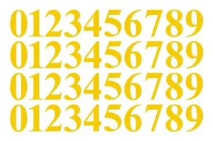 0-9 Numbers Yellow Sticker Vinyl Decals CHOOSE SIZE!! 1" To 12" Set Of 40 (V646) - Picture 1 of 1