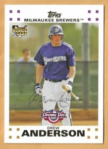 DREW ANDERSON MILWAUKEE BREWERS ROOKIE #183 - TOPPS OPENING DAY GOLD NM-MT 2007 - Picture 1 of 2