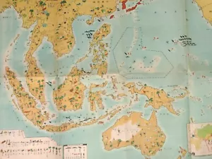 WWII JAPAN PACIFIC WAR RESULT PICTORIAL MAP PHILIPPINES SINGAPORE MALAY world - Picture 1 of 6