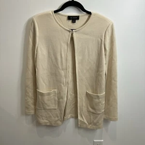 St. John Open Front Beige Cardigan Wool Blend Size 6 Womens Casual - Picture 1 of 8