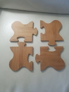 Bamboo wood puzzle Coasters Set Of 4, Hotplate when together - Picture 1 of 5
