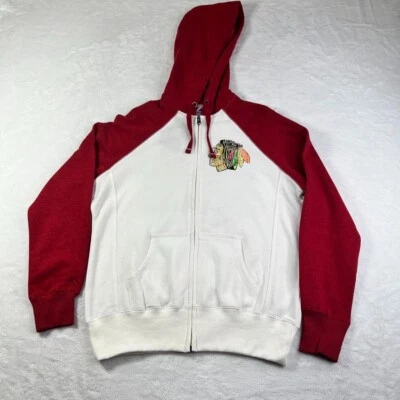 Nuevo Chicago BlackHawks Sudadera con Capucha Para Mujer Mediano Suéter Cremallera Completa Chaqueta Foto 1 de 4