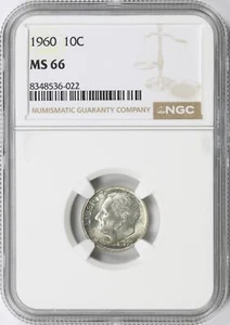 Moneda de diez centavos de plata Roosevelt 1960 10c NGC MS66 - Imagen 1 de 4