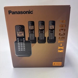Panasonic KX-TGC384 Cordless Phone System with 4 Handsets - Black Open Box NEW - Bild 1 von 6