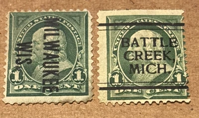 2 SC 279 PRECANCEL 1C FRANKLIN MILWAUKEE TYPE L 4 TS BATTLE CREEK TYPE L 1 E BP4 - Image 1 of 2