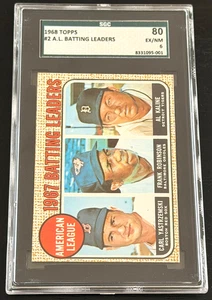 1968 TOPPS #2 BATTING LEADERS CARL YASTRZEMSKI / ROBINSON SCG 8 CLEAN CARD - Picture 1 of 4
