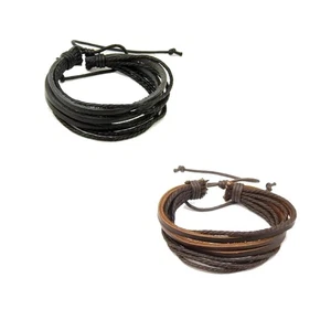 Bracciale Casual Hip-Hop da Uomo in Pelle Sintetica Tinta Unita - Picture 1 of 6