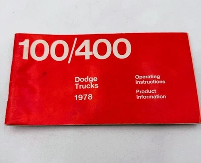 Dodge D100 D200 1978 D300 W100 W200 W300 W400 camioneta pickup manual del operador del dueño Foto 1 de 3
