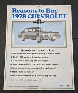 Authentisches Original 1978 Chevrolet Limousine Händler Poster Schild Kaufgrund 28x22 - Bild 1 von 4