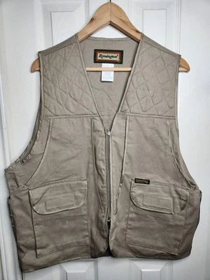 EUC Vintage Remington Lightweight Cotton Nylon Tan Hunting Vest Size Large - Image 1 of 4