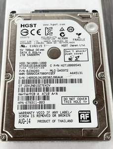 HGST HTS541010A9E680 p/n: 0J34283 mlc: DA5972 1TB SATA 2.5" Hard Drive NT* - Picture 1 of 2