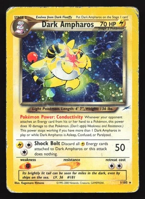 Dark Ampharos 1/105 Neo Destiny Holo Rare Pokemon Card - Image 1 of 2