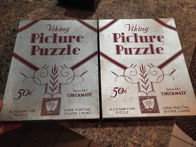 Lot of 2 Vintage Viking Picture Puzzle Series AA-1 Series Look for Silver Lining - Image 1 of 4