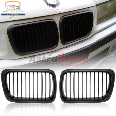 2X Matte Black Front Kidney Grille For BMW 3 Series E36 M3 318i 328i 1997-1999 - Image 1 of 4