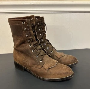 Tony Lama braune Leder Schnürstiefel Kiltie Roper Damengröße 8,5 B - Bild 1 von 7