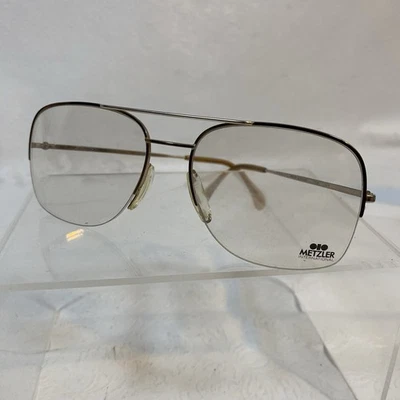 Anteojos Metzler vintage años 80 7786 medio borde cuadrados marcos de metal Alemania Foto 1 de 4