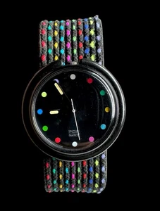 1988 Funky Rainbow Swatch Pop Watch, Swiss Made Hipster Pop Swatch Watch 80s - Picture 1 of 13