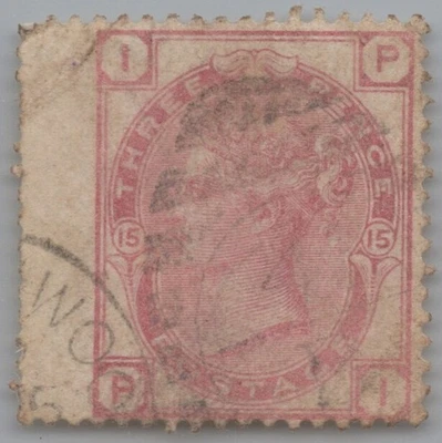 Great Britain 61 used Plate 15 3p rose Victoria wide left margin ZAYIX 103022S25 - Image 1 of 2