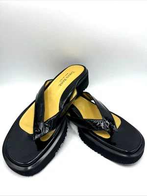 Taryn Rose Thong Black Calf Patent Sandals Tyra/M EU Size 43 US Size 12 Two Tone - Image 1 of 4