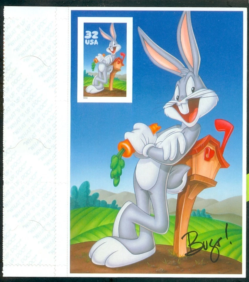 US 3138c Bugs Bunny, Pane of (1), No Die Cuts, Mint NH Self Adhesive - Image 1 of 1
