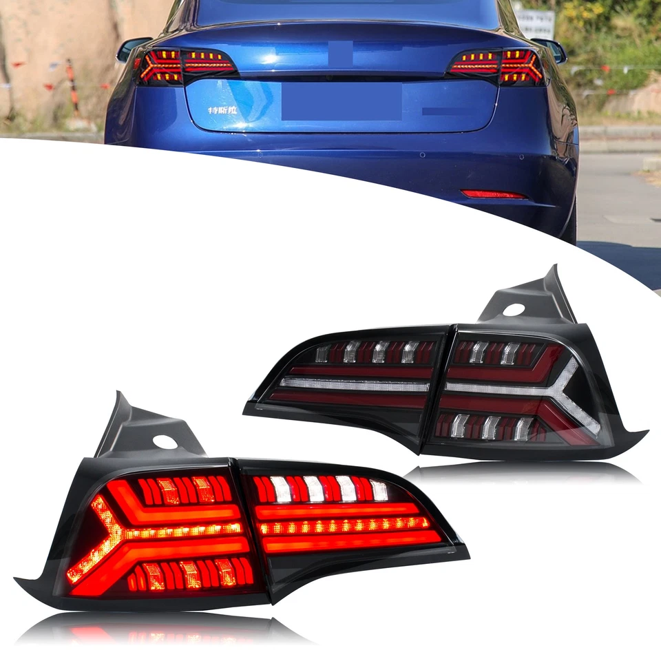 Luces traseras LED para Tesla Modelo 3 Modelo Y 2017-2022 Conjunto de luces traseras transparentes Foto 1 de 4